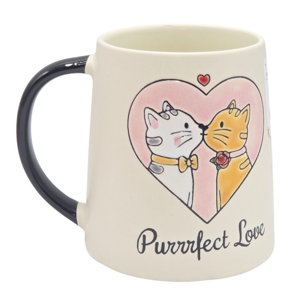 Spectrum Purrrfect Love Cats Embossed Ceramic Coffee Mug Cream 16oz Valentine‎